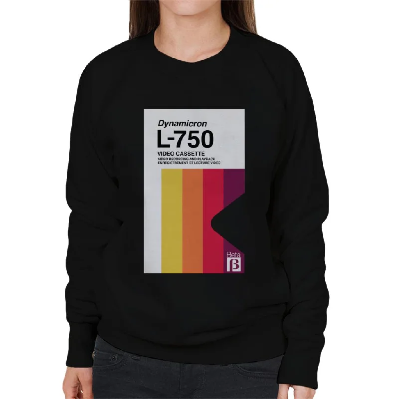Betamax Dynamicron L 750 Video Cassette Multicolour Stripe Women's Sweatshirt Hoodie with Emblem Brand Identity Betamax Dynamicron L 750 Video Cassette Multicolour Stripe Women's Sweatshirt Hoodie with Emblem Brand Identity