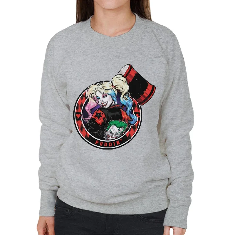 Batman Harley Quinn Vs The Joker Puddin Women's Sweatshirt Hoodie with Monochrome Minimalist Simple Batman Harley Quinn Vs The Joker Puddin Women's Sweatshirt Hoodie with Monochrome Minimalist Simple