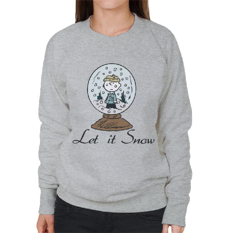 Peanuts Charlie Brown Let It Snow Globe Women's Sweatshirt Hoodie with Pocket Utility Practical Peanuts Charlie Brown Let It Snow Globe Women's Sweatshirt Hoodie with Pocket Utility Practical