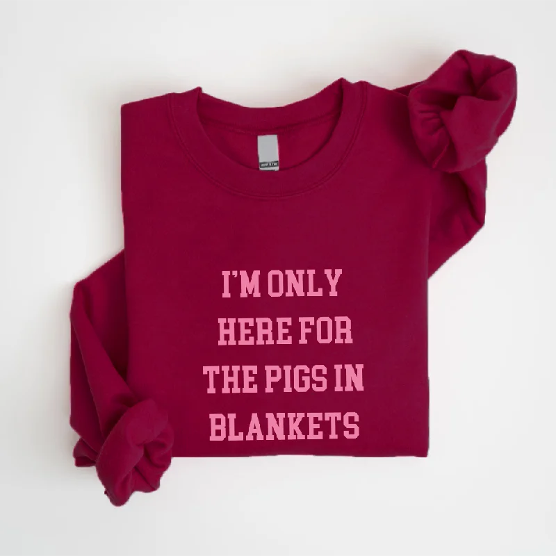 Here For The Pigs In Blankets Christmas Sweatshirt Hoodie with Slim Fit Tailored Modern Here For The Pigs In Blankets Christmas Sweatshirt Hoodie with Slim Fit Tailored Modern