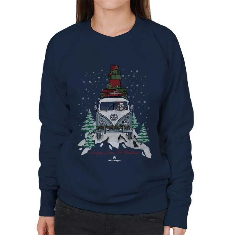 Volkswagen Driving Home Christmas Camper Women's Sweatshirt Hoodie with Half-Zip Sporty Casual Volkswagen Driving Home Christmas Camper Women's Sweatshirt Hoodie with Half-Zip Sporty Casual
