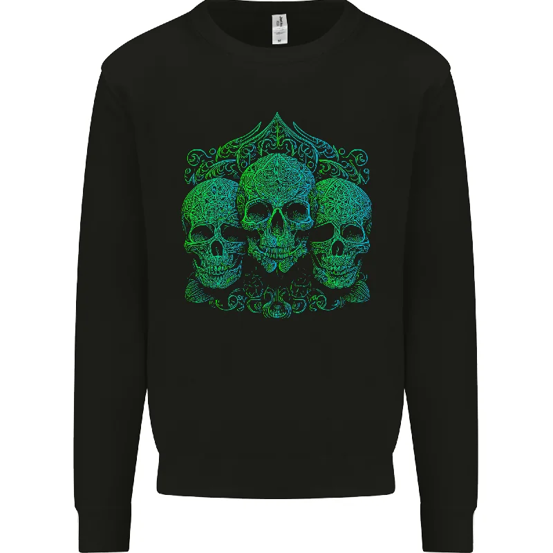 3 Ornate Green Skulls Gothic Goth Mens Sweatshirt Jumper Hoodie with Rhinestones Sparkly Elegant 3 Ornate Green Skulls Gothic Goth Mens Sweatshirt Jumper Hoodie with Rhinestones Sparkly Elegant