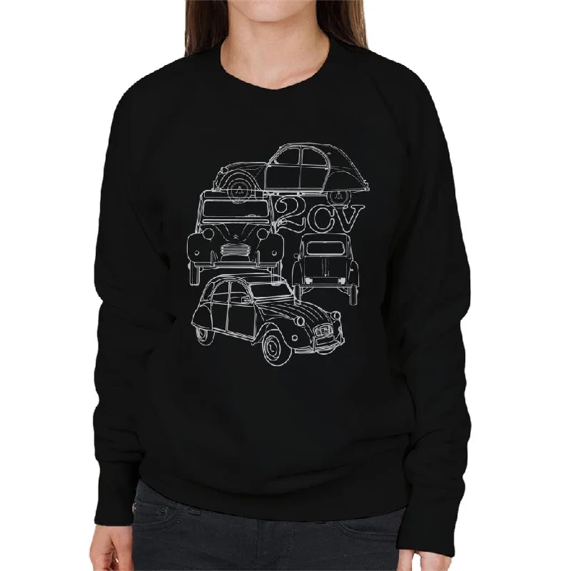 Citroen 2CV White Angle Montage Women's Sweatshirt Hoodie with Color Block Contrast Stylish Citroen 2CV White Angle Montage Women's Sweatshirt Hoodie with Color Block Contrast Stylish