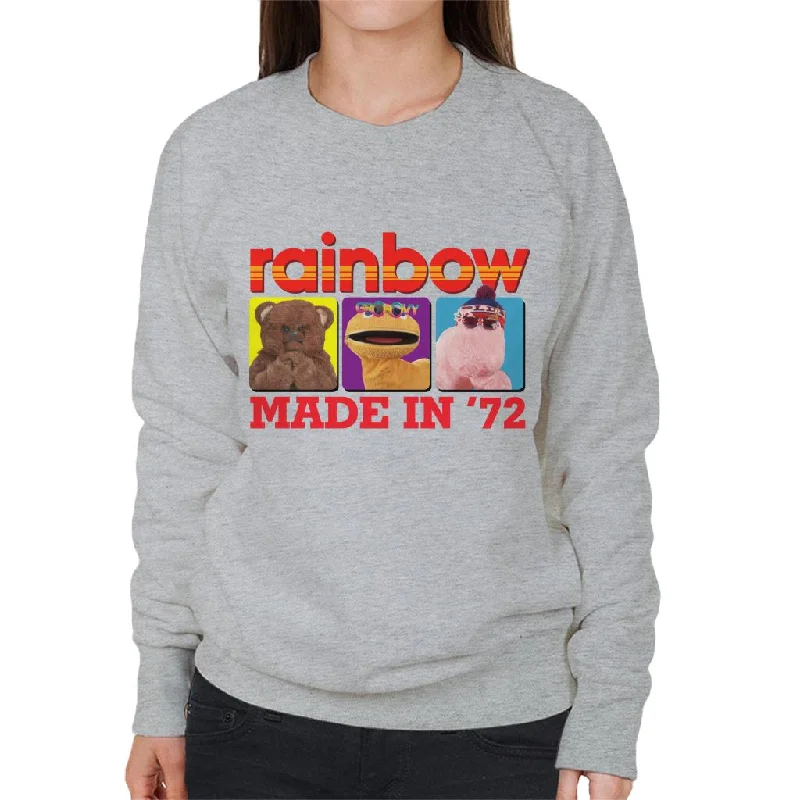 Rainbow Made In 1972 Women's Sweatshirt Hoodie with Drop Shoulder Relaxed Streetwear Rainbow Made In 1972 Women's Sweatshirt Hoodie with Drop Shoulder Relaxed Streetwear