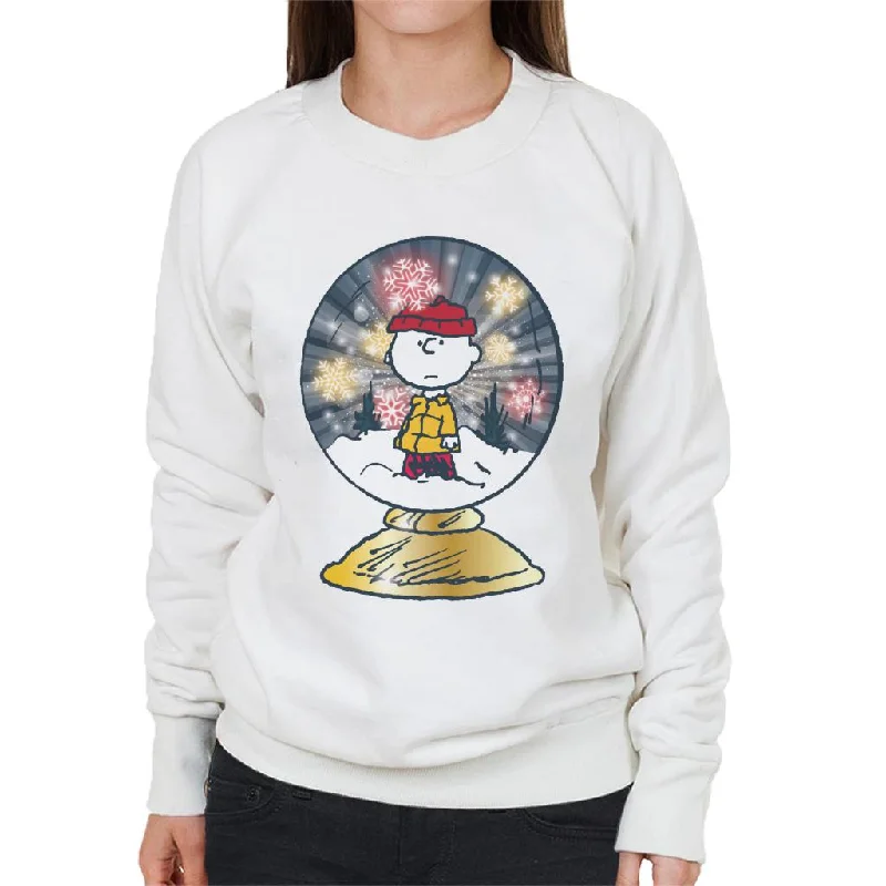 Peanuts Snoopy Charlie Brown In Snow Globe Women's Sweatshirt Hoodie with Print Artistic Unique Peanuts Snoopy Charlie Brown In Snow Globe Women's Sweatshirt Hoodie with Print Artistic Unique