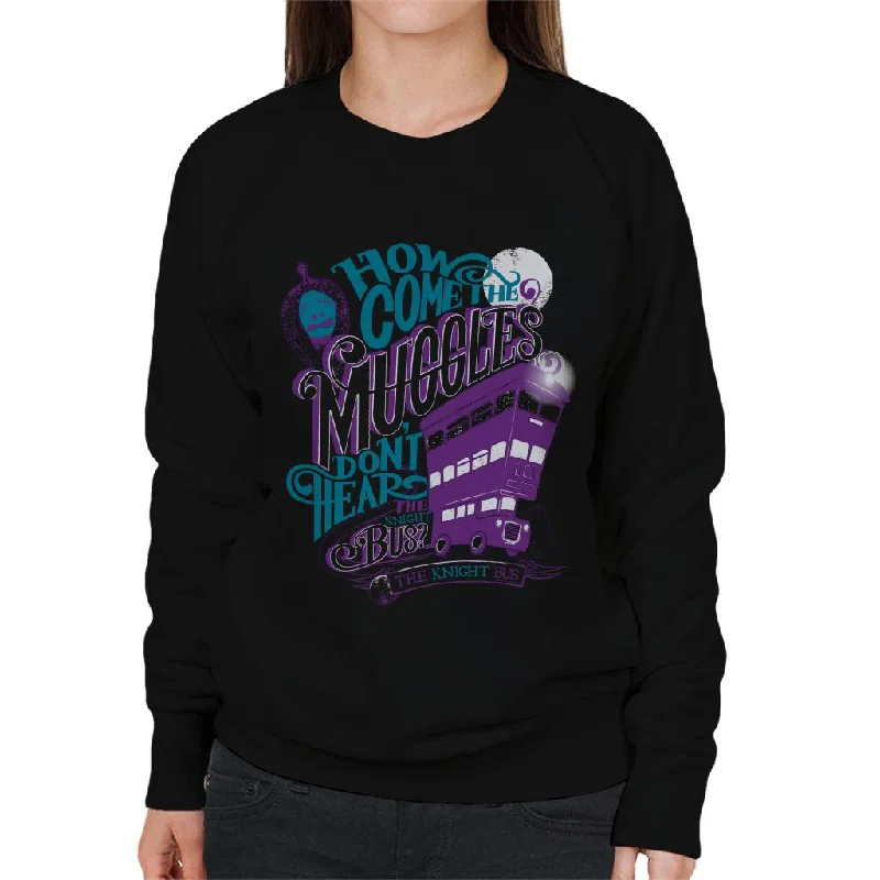 Harry Potter The Knight Bus How Come The Muggles Dont Hear Women's Sweatshirt Hoodie with Rolled Sleeves Casual Relaxed Harry Potter The Knight Bus How Come The Muggles Dont Hear Women's Sweatshirt Hoodie with Rolled Sleeves Casual Relaxed