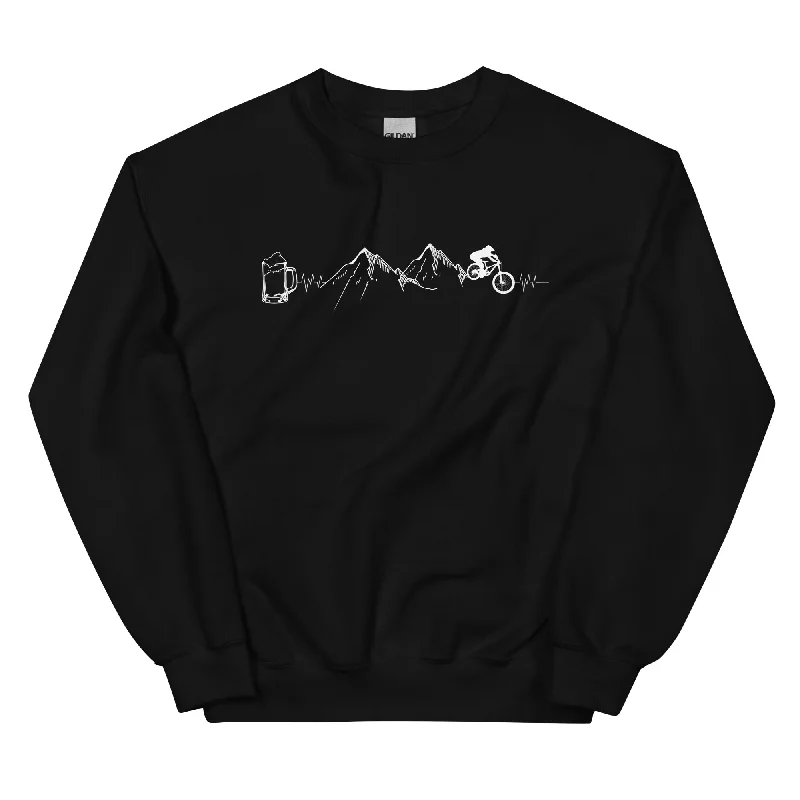 Herzschlag Berge, Biker Und Bier - Sweatshirt (Unisex) Hoodie with Metallic Shiny Futuristic Herzschlag Berge, Biker Und Bier - Sweatshirt (Unisex) Hoodie with Metallic Shiny Futuristic