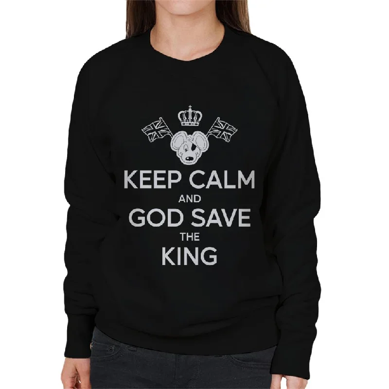 Danger Mouse Keep Calm And God Save The King Women's Sweatshirt Hoodie with Mock Neck Collared Structured Danger Mouse Keep Calm And God Save The King Women's Sweatshirt Hoodie with Mock Neck Collared Structured
