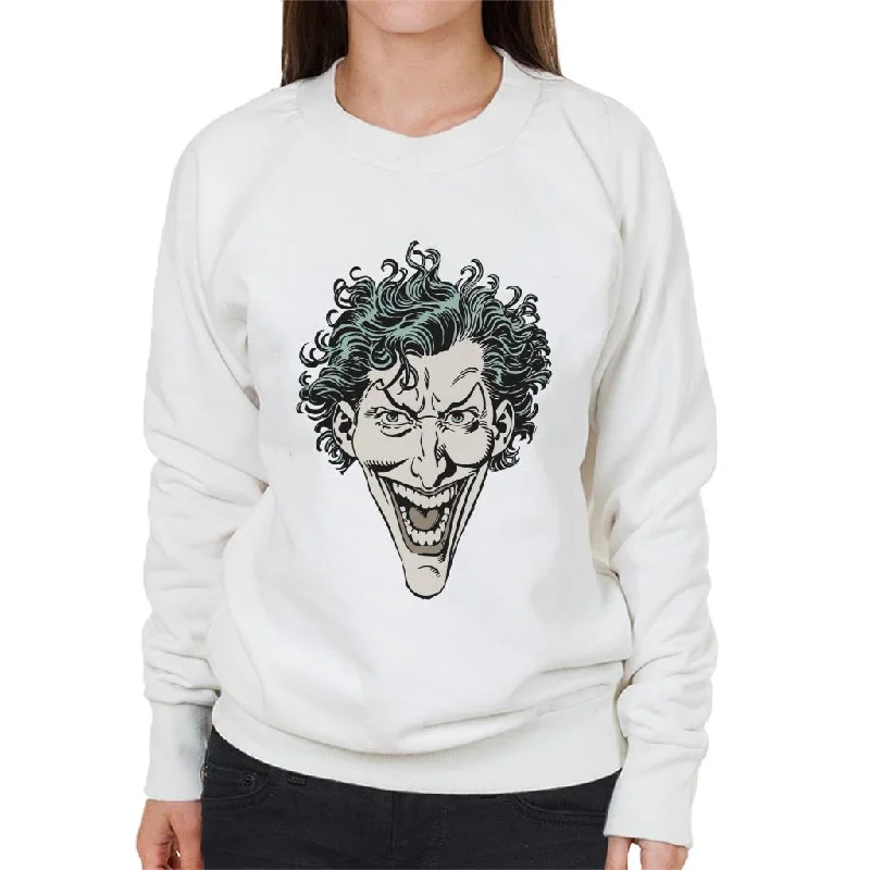 Batman The Joker Character Head Women's Sweatshirt Hoodie with Slit Hem Functional Movement Batman The Joker Character Head Women's Sweatshirt Hoodie with Slit Hem Functional Movement