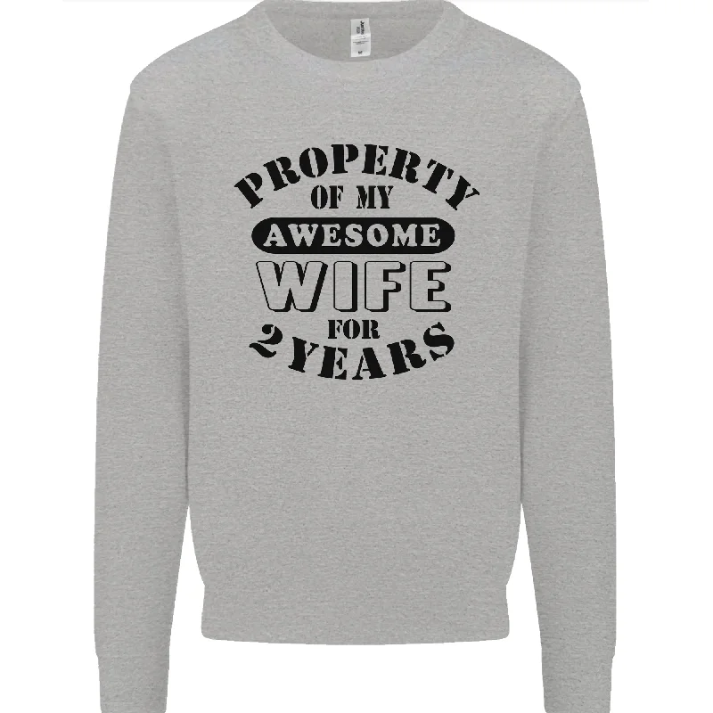 2nd Wedding Anniversary 2 Year Funny Wife Mens Sweatshirt Jumper Hoodie with Hem Frayed Vintage Worn 2nd Wedding Anniversary 2 Year Funny Wife Mens Sweatshirt Jumper Hoodie with Hem Frayed Vintage Worn