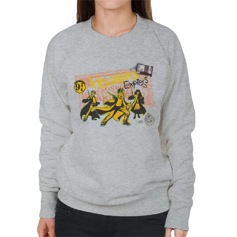 Harry Potter London To Hogwarts Women's Sweatshirt Hoodie with Raw Hem Edgy Unfinished Harry Potter London To Hogwarts Women's Sweatshirt Hoodie with Raw Hem Edgy Unfinished