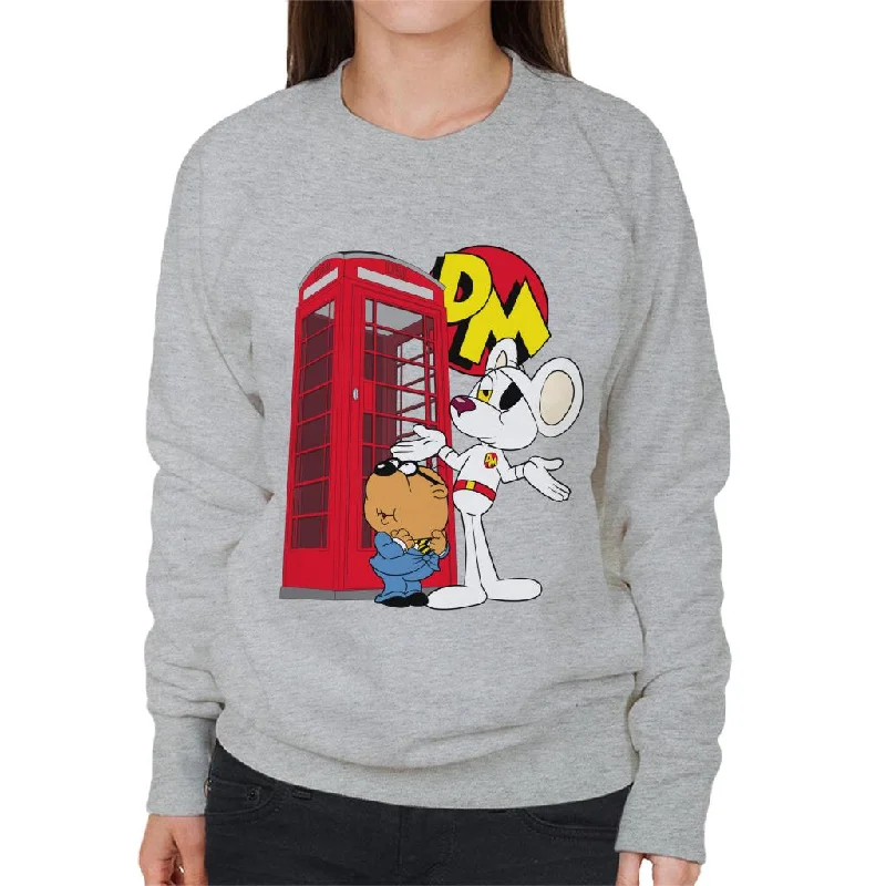 Danger Mouse Red Telephone Box Women's Sweatshirt Hoodie with Zipper Placket Modern Functional Danger Mouse Red Telephone Box Women's Sweatshirt Hoodie with Zipper Placket Modern Functional