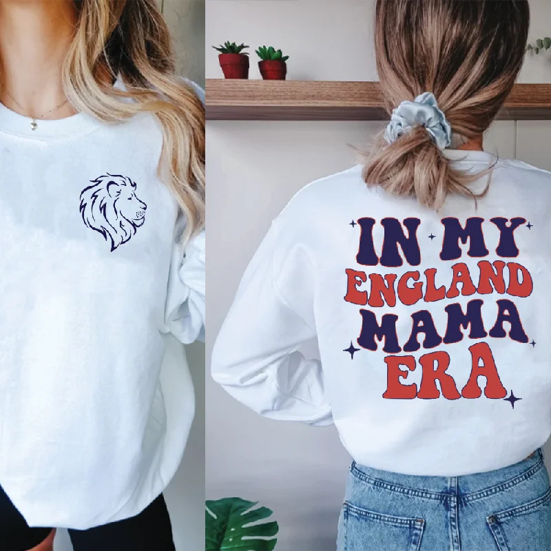 In My England Mama Era Front & Back Graphic Sweatshirt Zip Hoodie Drawstring Kangaroo Pocket In My England Mama Era Front & Back Graphic Sweatshirt Zip Hoodie Drawstring Kangaroo Pocket
