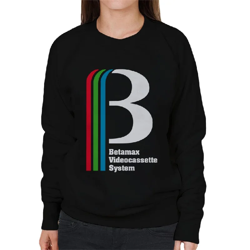 Betamax Videocassette System Logo Women's Sweatshirt Hoodie with High Neck Warm Protective Betamax Videocassette System Logo Women's Sweatshirt Hoodie with High Neck Warm Protective