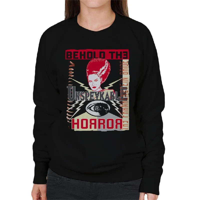 The Bride Of Frankenstein Behold The Unspeakable Horror Women's Sweatshirt Hoodie with Emblem Brand Identity The Bride Of Frankenstein Behold The Unspeakable Horror Women's Sweatshirt Hoodie with Emblem Brand Identity