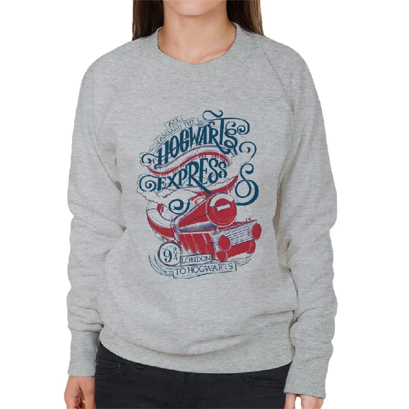 Harry Potter All Aboard The Hogwarts Express Women's Sweatshirt Hoodie with Hem Detail Decorative Unique Harry Potter All Aboard The Hogwarts Express Women's Sweatshirt Hoodie with Hem Detail Decorative Unique