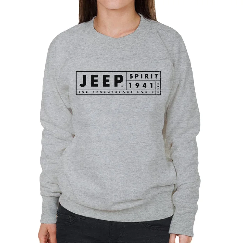 Jeep Spirit 1941 Estd For Adventurous Souls Dark Logo Women's Sweatshirt Cotton Hoodie Fleece Lining Warmth Jeep Spirit 1941 Estd For Adventurous Souls Dark Logo Women's Sweatshirt Cotton Hoodie Fleece Lining Warmth