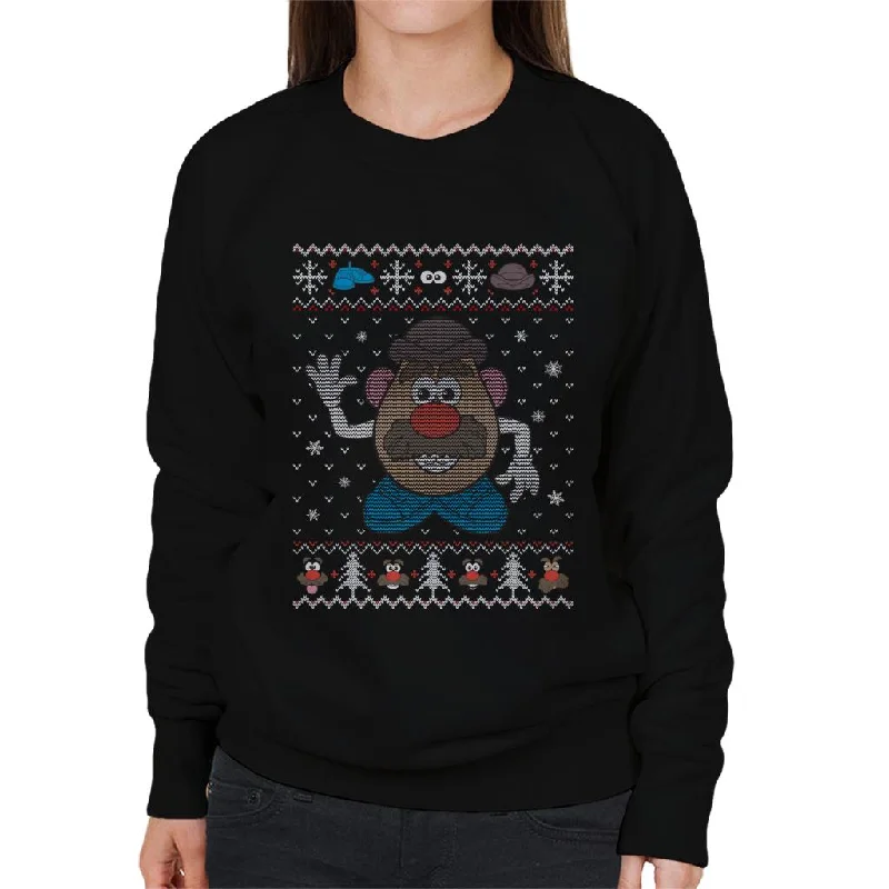 Mr Potato Head Christmas Women's Sweatshirt Hoodie with Slit Hem Functional Movement Mr Potato Head Christmas Women's Sweatshirt Hoodie with Slit Hem Functional Movement