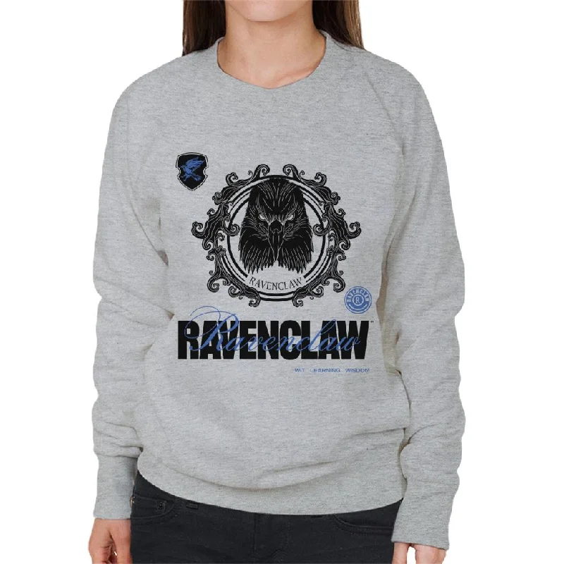Harry Potter Ravenclaw Eagle Women's Sweatshirt Hoodie with Hem Embroidery Detailed Premium Harry Potter Ravenclaw Eagle Women's Sweatshirt Hoodie with Hem Embroidery Detailed Premium