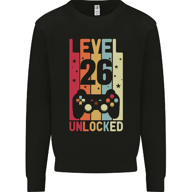 26th Birthday 26 Year Old Level Up Gaming Mens Sweatshirt Jumper Hoodie with Puffed Sleeves Voluminous Trendy 26th Birthday 26 Year Old Level Up Gaming Mens Sweatshirt Jumper Hoodie with Puffed Sleeves Voluminous Trendy