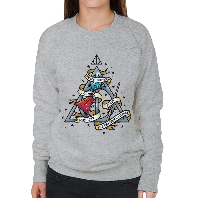 Harry Potter The Deathly Hallows Women's Sweatshirt Hoodie with Full-Zip Functional Layering Harry Potter The Deathly Hallows Women's Sweatshirt Hoodie with Full-Zip Functional Layering