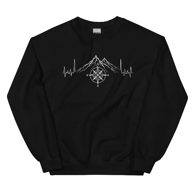 Herzschlag Berge Und Kompass - Sweatshirt (Unisex) Hoodie with Print Artistic Unique Herzschlag Berge Und Kompass - Sweatshirt (Unisex) Hoodie with Print Artistic Unique