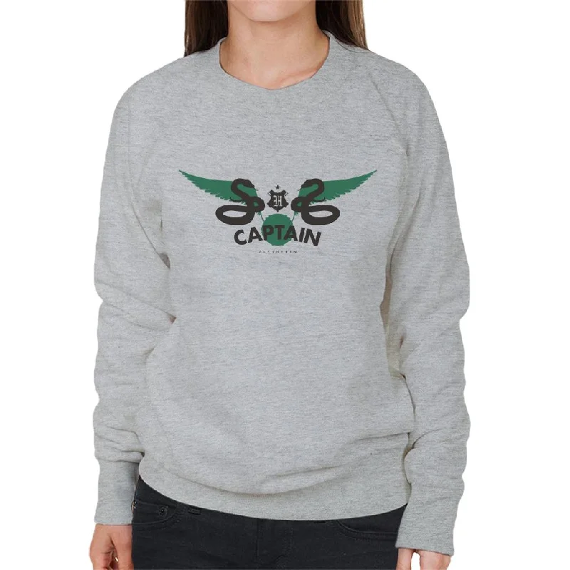 Harry Potter Golden Snitch Captain Slytherin Women's Sweatshirt Hoodie with Hem Drawcord Adjustable Customizable Harry Potter Golden Snitch Captain Slytherin Women's Sweatshirt Hoodie with Hem Drawcord Adjustable Customizable