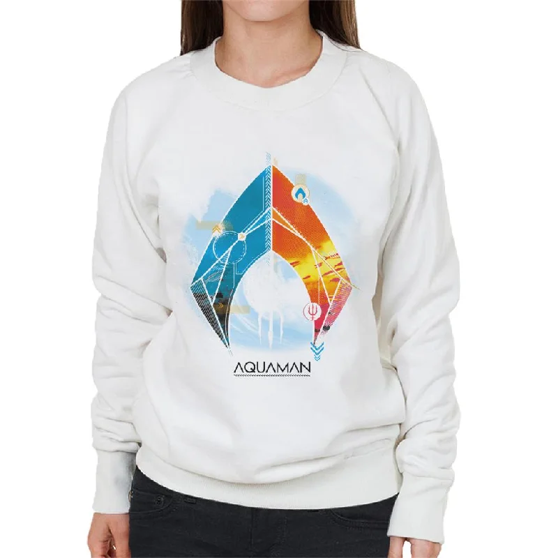 Aquaman Blue And Orange Symbol Atlans Trident Women's Sweatshirt Graphic Hoodie Design Print Aquaman Blue And Orange Symbol Atlans Trident Women's Sweatshirt Graphic Hoodie Design Print