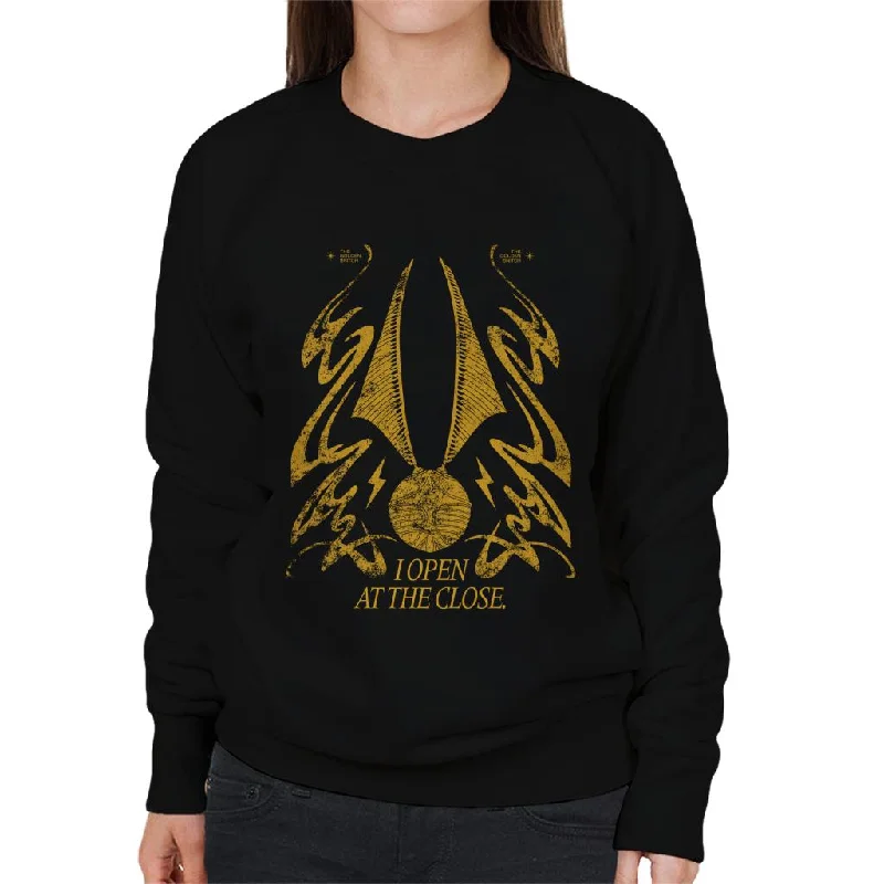 Harry Potter Golden Snitch I Open At The Close Women's Sweatshirt Hoodie with Drawstring Waist Adjustable Fitted Harry Potter Golden Snitch I Open At The Close Women's Sweatshirt Hoodie with Drawstring Waist Adjustable Fitted