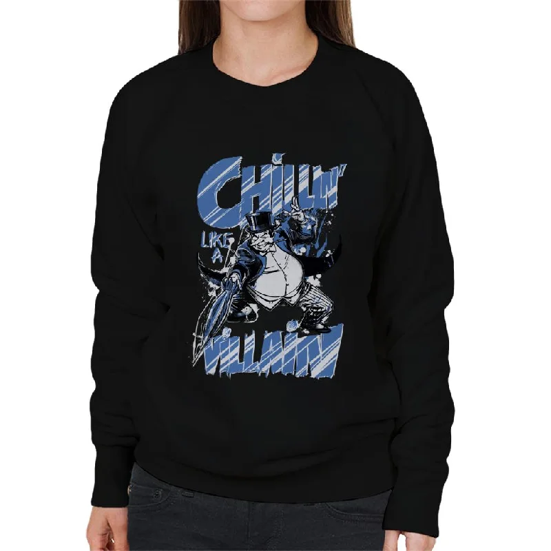 Batman The Penguin Chillin Like A Villain Women's Sweatshirt Hoodie with Hood Adjustable Protection Batman The Penguin Chillin Like A Villain Women's Sweatshirt Hoodie with Hood Adjustable Protection