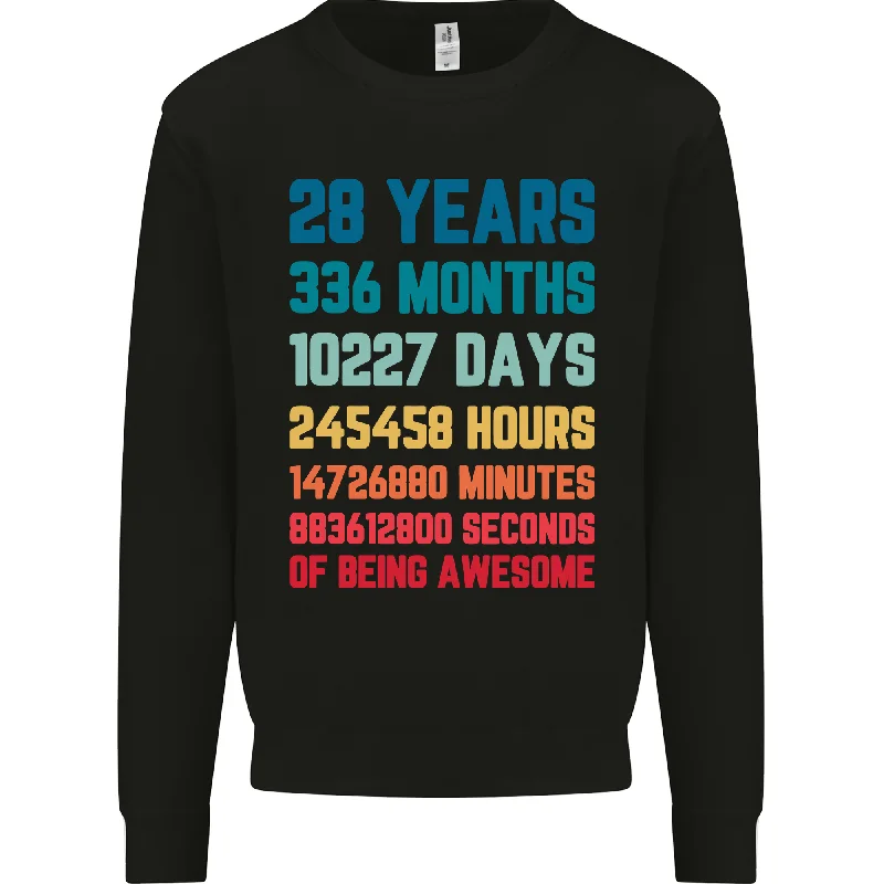 28th Birthday 28-Year-Old Men's Sweatshirt Jumper Hoodie with Batwing Sleeves Loose Dramatic 28th Birthday 28-Year-Old Men's Sweatshirt Jumper Hoodie with Batwing Sleeves Loose Dramatic
