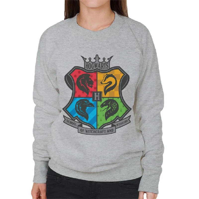 Harry Potter Hogwarts School Of Witchcraft And Wizardry Mascots Women's Sweatshirt Hoodie with Raw Hem Edgy Unfinished Harry Potter Hogwarts School Of Witchcraft And Wizardry Mascots Women's Sweatshirt Hoodie with Raw Hem Edgy Unfinished