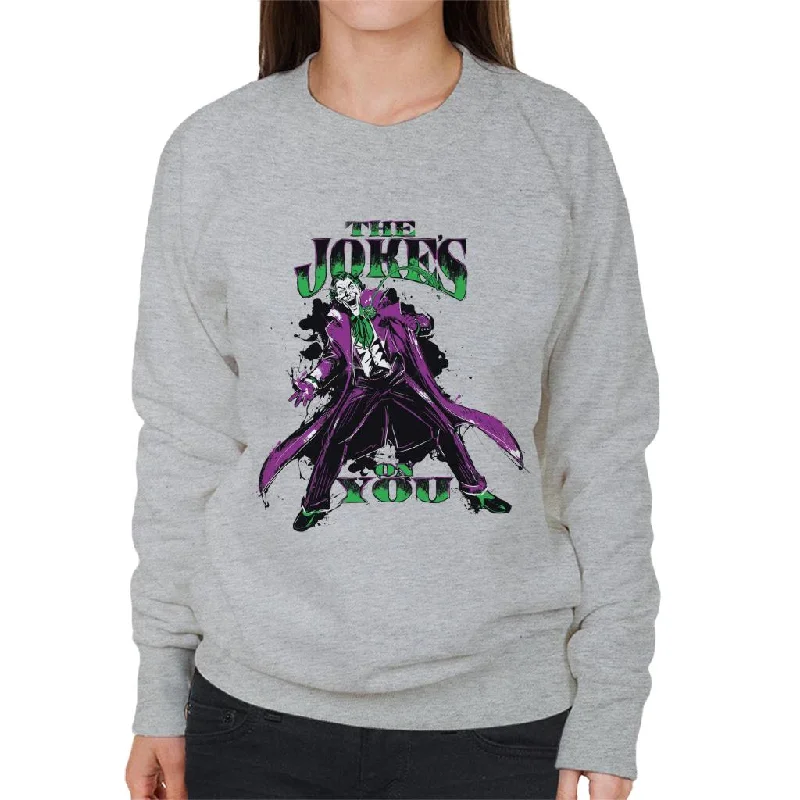 Batman The Joker The Jokes On You Women's Sweatshirt Hoodie with Front Slit Layering Stylish Batman The Joker The Jokes On You Women's Sweatshirt Hoodie with Front Slit Layering Stylish