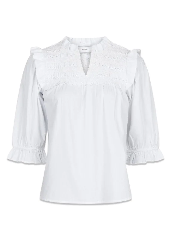 Miri C poplin Blouse - White Business Casual Blouse