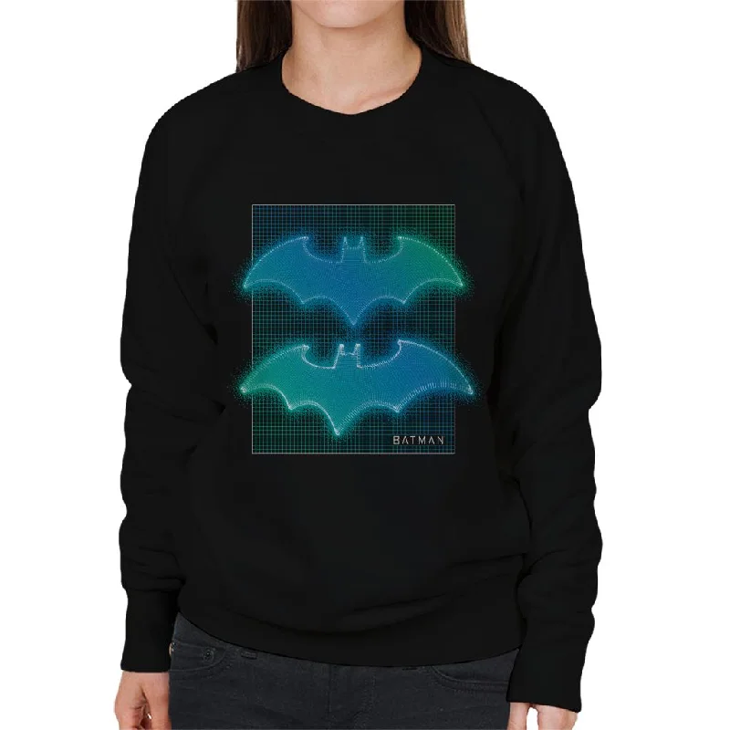 Batman Bat Symbol Neon Blue Gradient Women's Sweatshirt Hoodie with Fur Luxurious Winter Batman Bat Symbol Neon Blue Gradient Women's Sweatshirt Hoodie with Fur Luxurious Winter