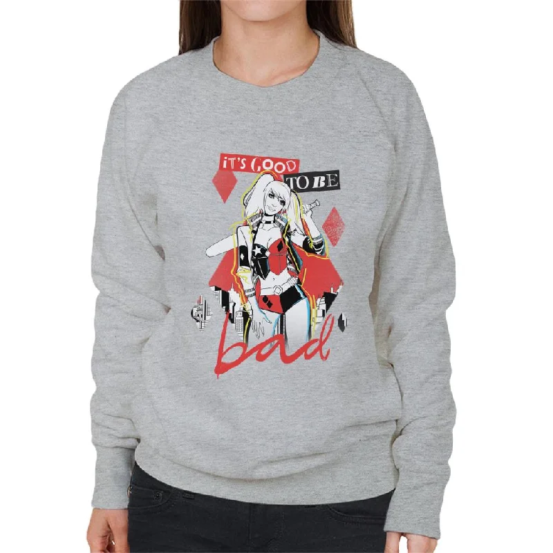 Batman Harley Quinn Its Good To Be Bad Women's Sweatshirt Hoodie with Hem Drawcord Adjustable Customizable Batman Harley Quinn Its Good To Be Bad Women's Sweatshirt Hoodie with Hem Drawcord Adjustable Customizable