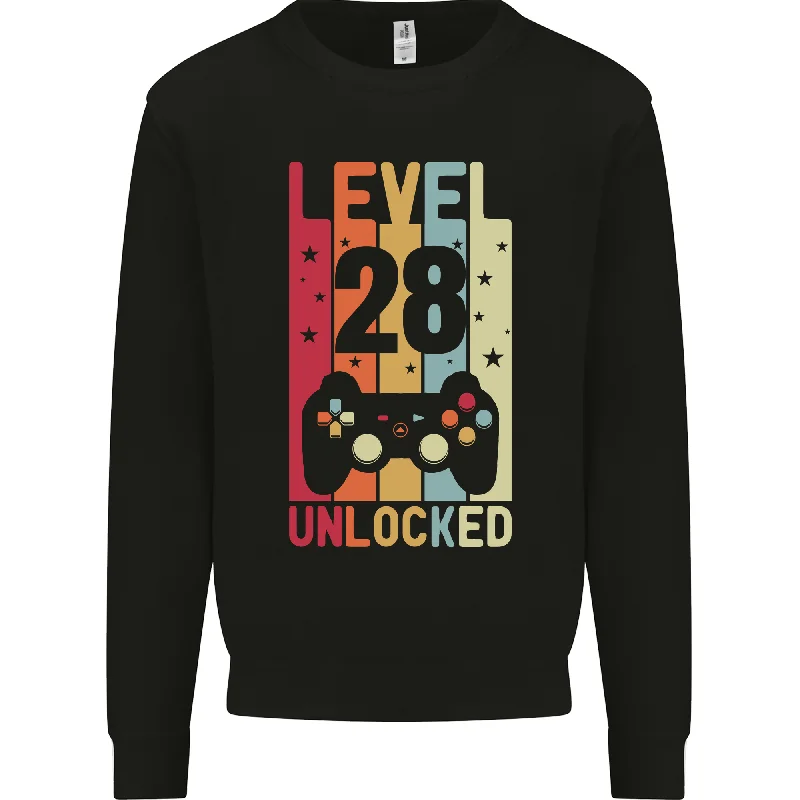 28th BIRTHDAY Level Up Gaming Sweatshirt | 28 Year Old Men's Jumper Hoodie with Drawstring Waist Adjustable Fitted 28th BIRTHDAY Level Up Gaming Sweatshirt | 28 Year Old Men's Jumper Hoodie with Drawstring Waist Adjustable Fitted