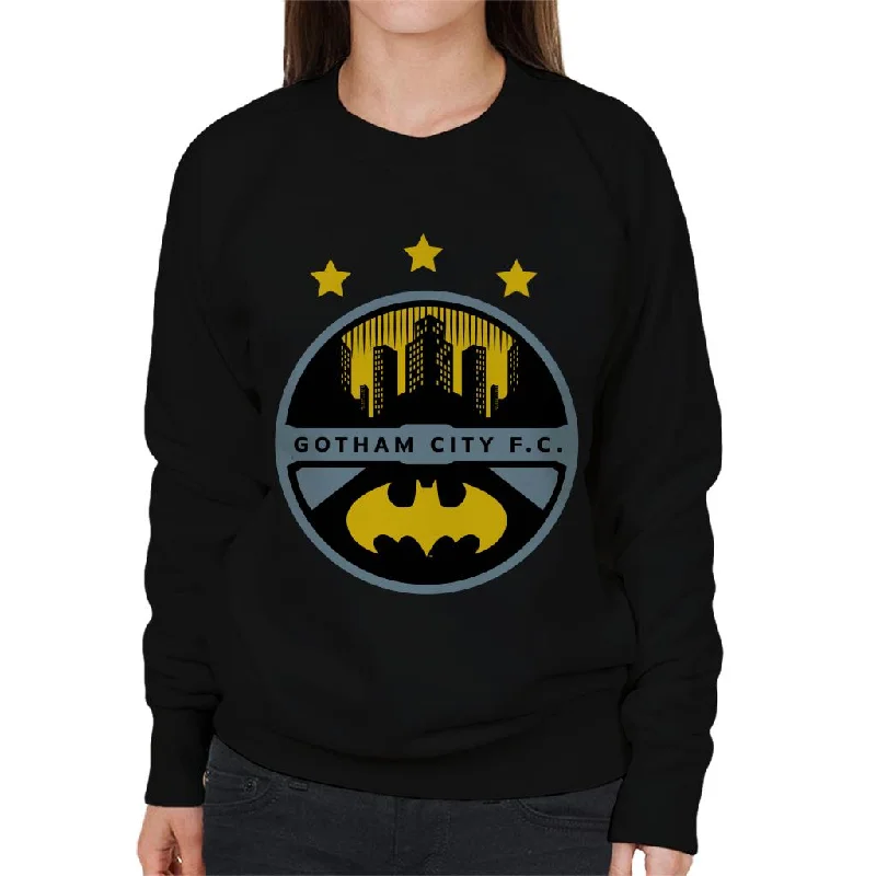 Batman Sports Gotham City FC Badge Women's Sweatshirt Hoodie with Puffed Sleeves Voluminous Trendy Batman Sports Gotham City FC Badge Women's Sweatshirt Hoodie with Puffed Sleeves Voluminous Trendy