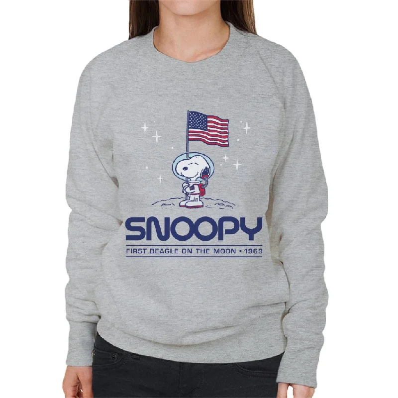 Peanuts Snoopy Moon Landing Planting Flag Women's Sweatshirt Hoodie with Cuffed Sleeves Snug Secure Peanuts Snoopy Moon Landing Planting Flag Women's Sweatshirt Hoodie with Cuffed Sleeves Snug Secure
