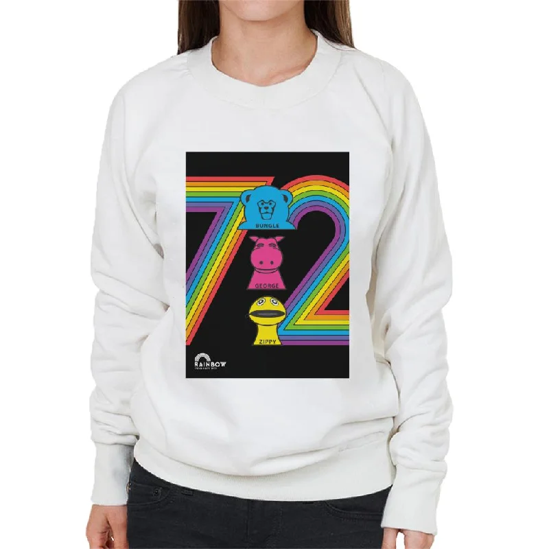 Rainbow 1972 Bungle George And Zippy Women's Sweatshirt Hoodie with Turtle Neck Cozy Winter Rainbow 1972 Bungle George And Zippy Women's Sweatshirt Hoodie with Turtle Neck Cozy Winter