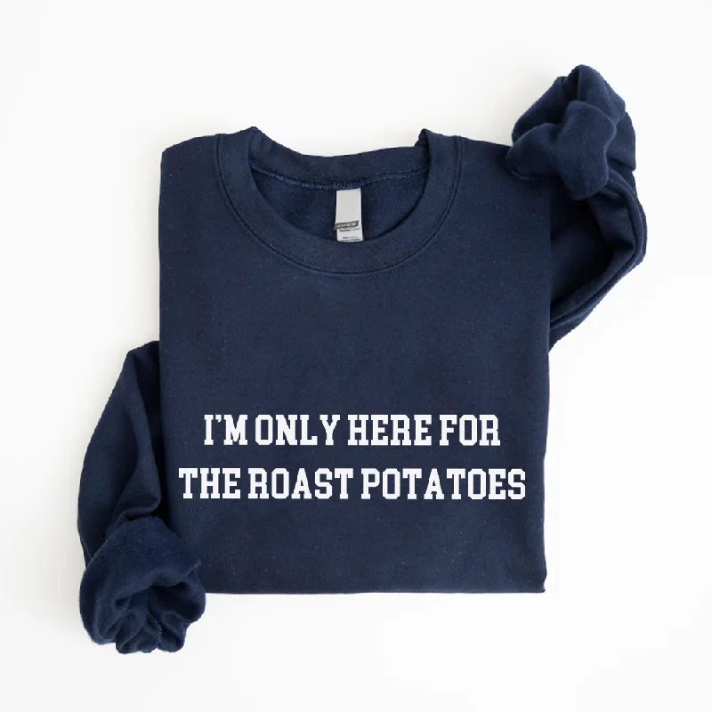 Here For The Roast Potatoes Christmas Sweatshirt Hoodie with Thumb Holes Functional Cozy Here For The Roast Potatoes Christmas Sweatshirt Hoodie with Thumb Holes Functional Cozy