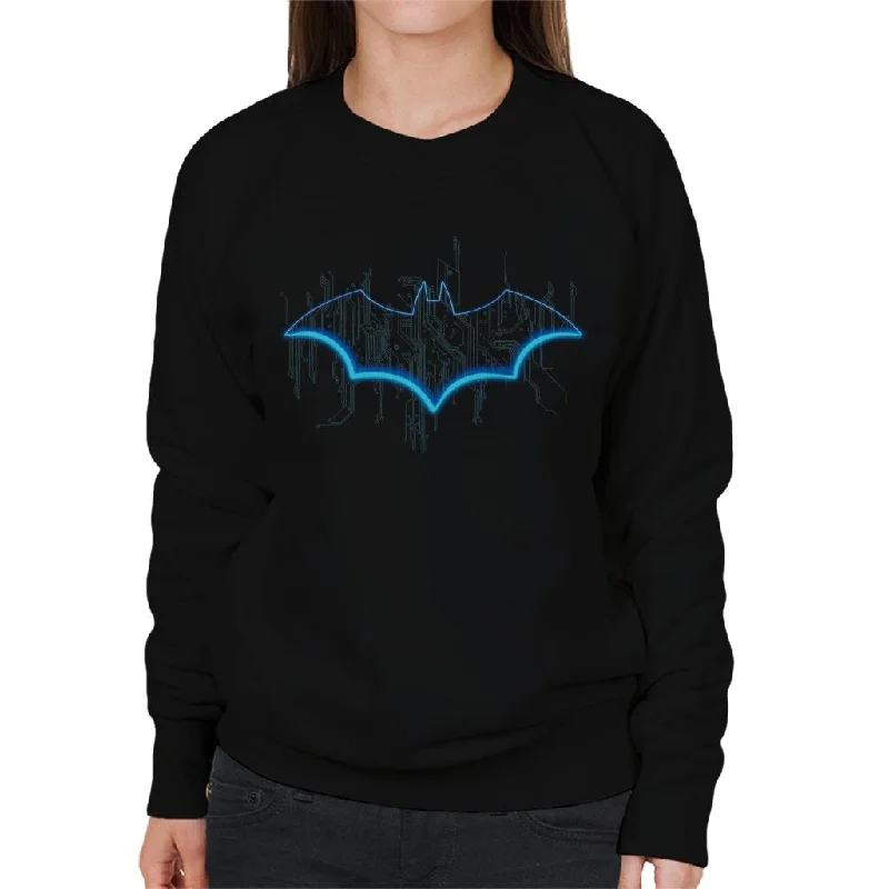 Batman Neon Blue Bat Symbol Women's Sweatshirt Hoodie with Reflective Safety Nightwear Batman Neon Blue Bat Symbol Women's Sweatshirt Hoodie with Reflective Safety Nightwear
