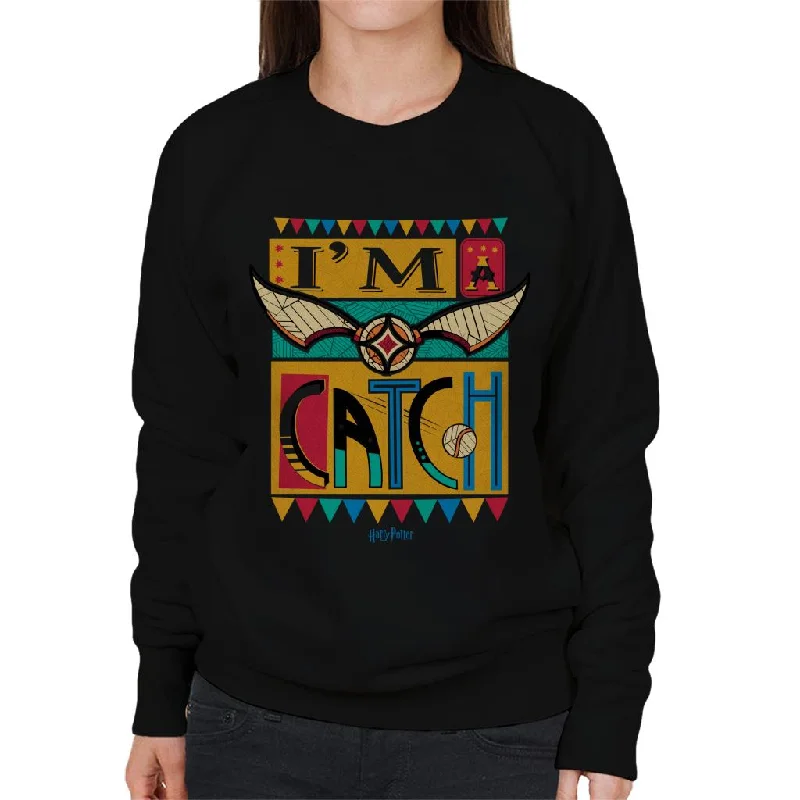 Harry Potter Quidditch Im A Catch Women's Sweatshirt Hoodie with Elastic Waist Stretchable Comfortable Harry Potter Quidditch Im A Catch Women's Sweatshirt Hoodie with Elastic Waist Stretchable Comfortable