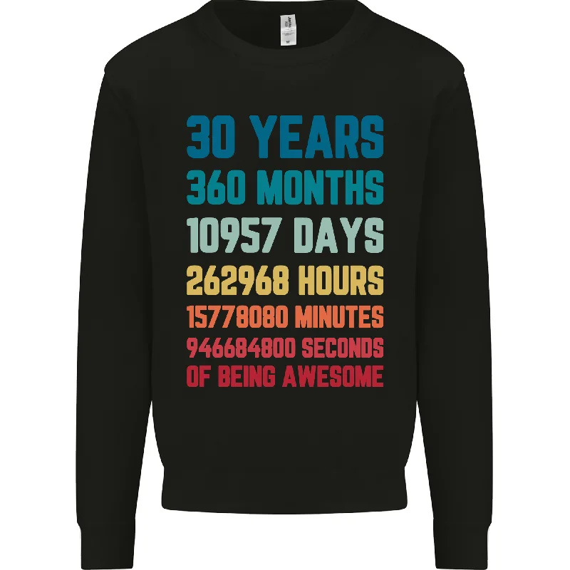 30th Birthday 30 Year Old Mens Sweatshirt Jumper Hoodie with Oversized Fit Loose Comfortable 30th Birthday 30 Year Old Mens Sweatshirt Jumper Hoodie with Oversized Fit Loose Comfortable