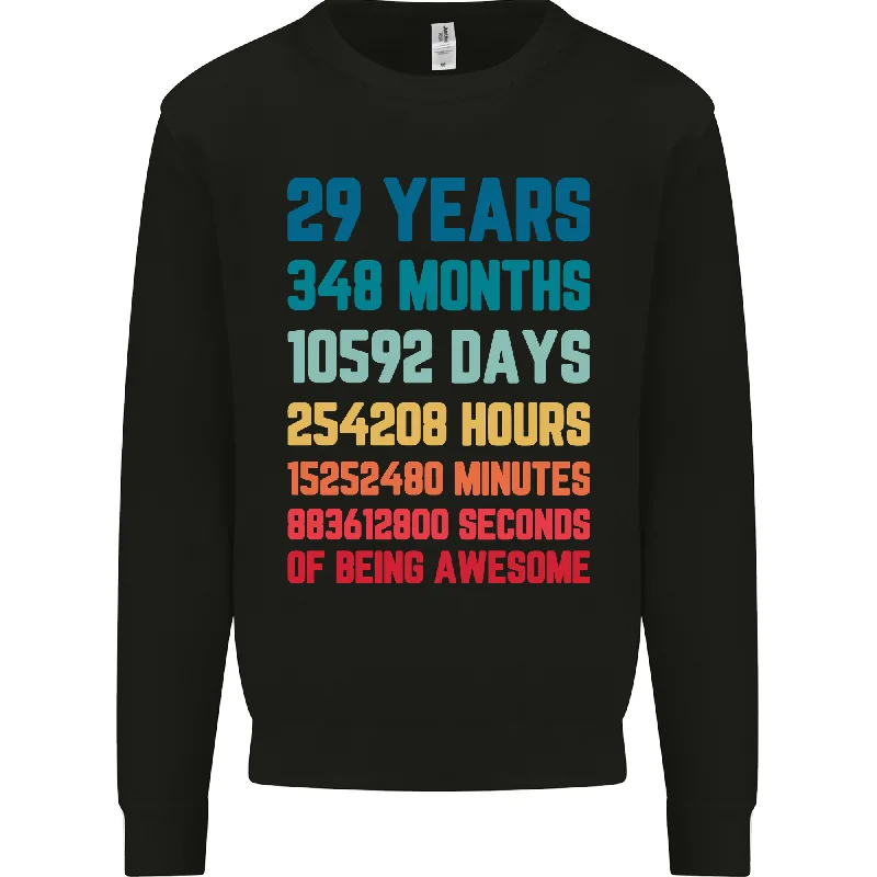 29th Birthday 29 Year Old Mens Sweatshirt Jumper Hoodie with Cuffed Sleeves Snug Secure 29th Birthday 29 Year Old Mens Sweatshirt Jumper Hoodie with Cuffed Sleeves Snug Secure