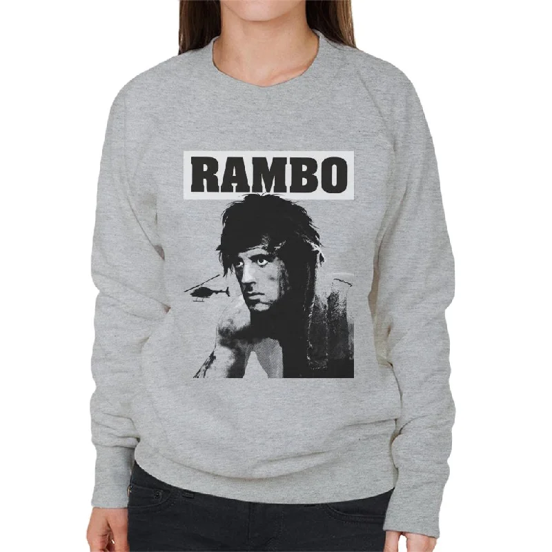 Rambo First Blood Helicopter Poster Women's Sweatshirt Hoodie with Logo Branding Identity Rambo First Blood Helicopter Poster Women's Sweatshirt Hoodie with Logo Branding Identity
