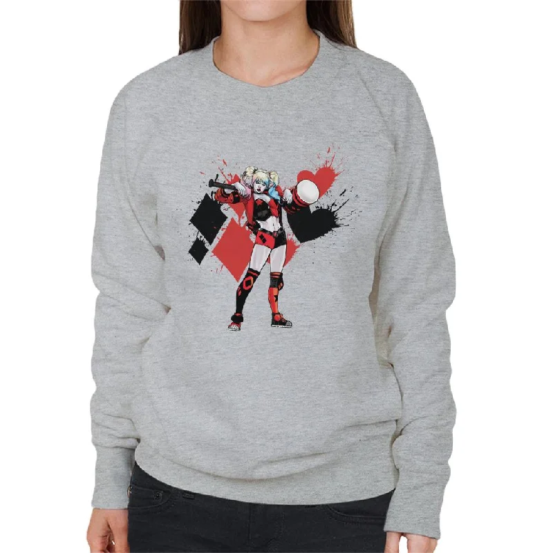 Batman Harley Quinn Splatter Women's Sweatshirt Hoodie with Rhinestones Sparkly Elegant Batman Harley Quinn Splatter Women's Sweatshirt Hoodie with Rhinestones Sparkly Elegant