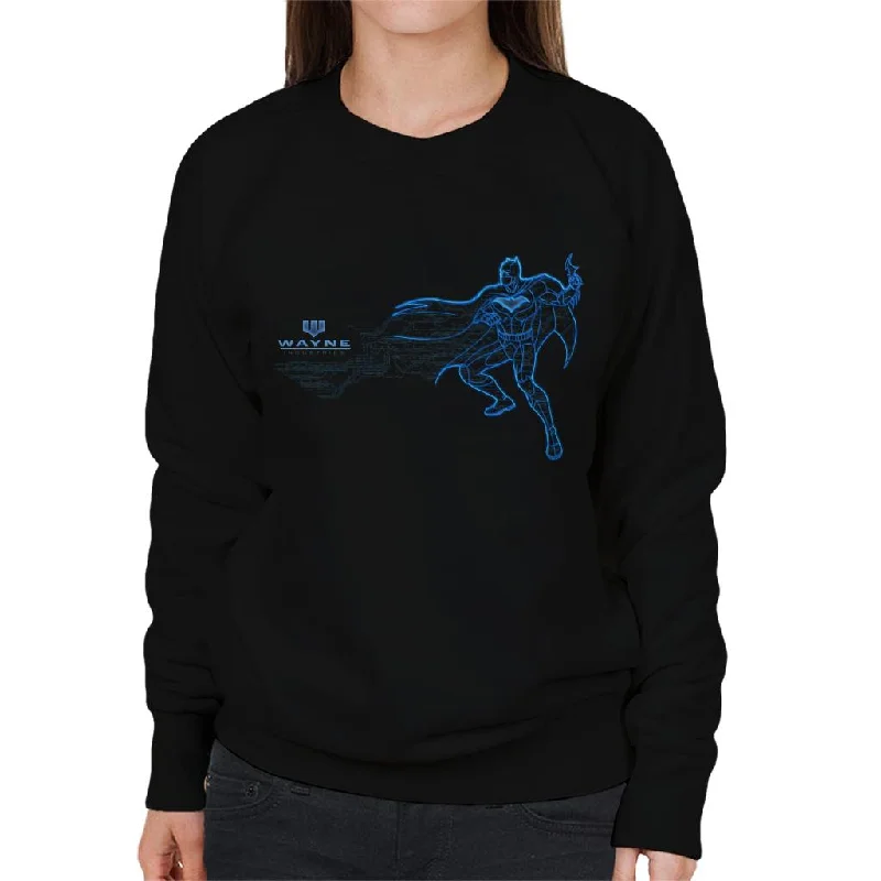 Batman Neon Blue Outline Women's Sweatshirt Hoodie with Color Block Contrast Stylish Batman Neon Blue Outline Women's Sweatshirt Hoodie with Color Block Contrast Stylish