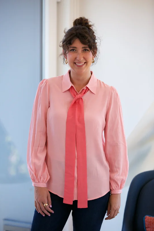 EMERSON FRY Frankie Blouse in Colorblock - Rapture Rose + Peony Floral Print Blouse