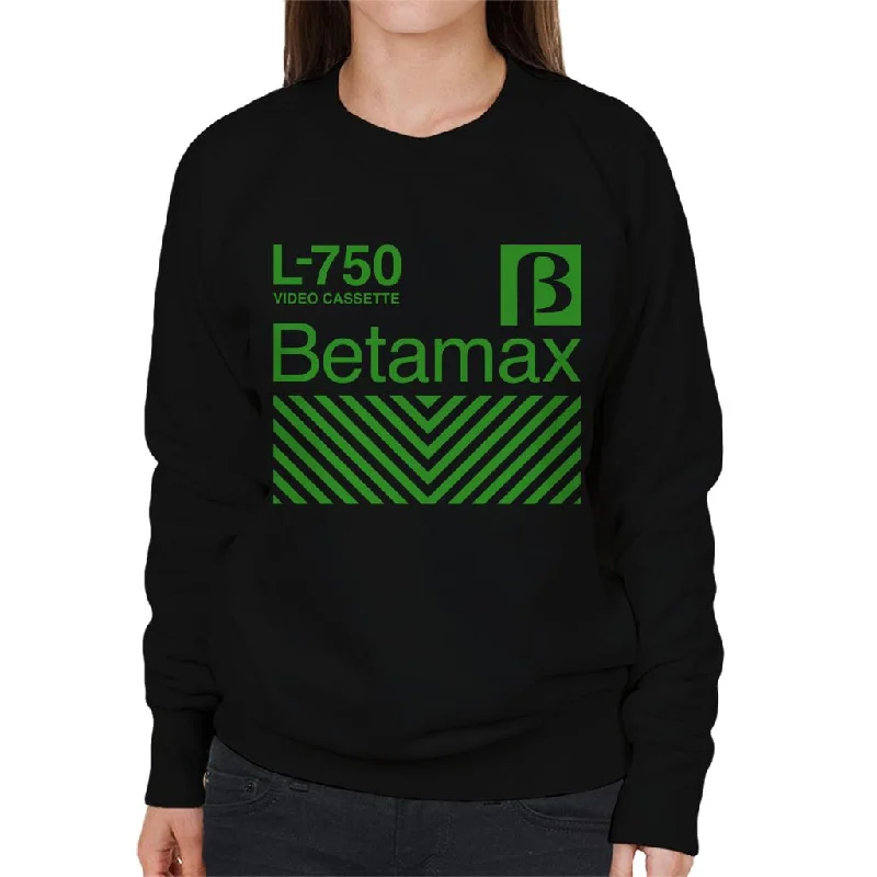 Betamax Green L 750 Video Cassette Women's Sweatshirt Hoodie with Monochrome Minimalist Simple Betamax Green L 750 Video Cassette Women's Sweatshirt Hoodie with Monochrome Minimalist Simple
